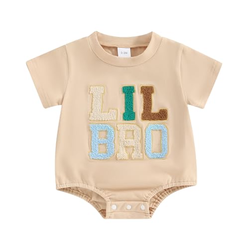 Image of VISGOGO Big Little Brother Matching Outfit Short Sleeve Big Bro T-Shirt Tops Lil Bro Rompers Baby Boy Clothes Shirts