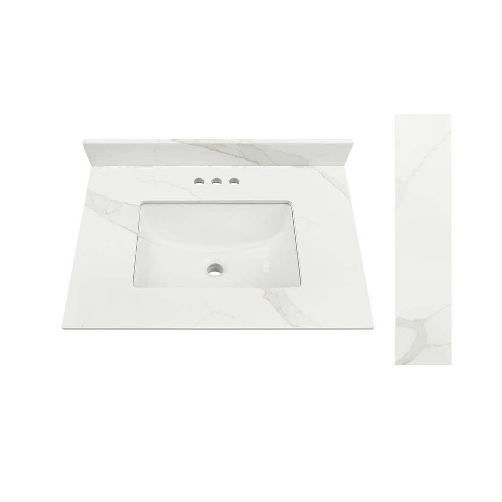 Design House Single Sink Vanity Top, 31", Calesco Calacatta