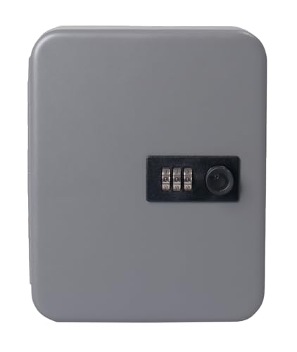 Pavo Armario Para Llaves De 20 Ganchos Con Cerradura De Combinación, Tamaño: 6 X 16 X 20 Cm, Gris Oscuro 20 Llaveros Incluidos