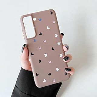 DEFBSC Heart Case For Samsung Galaxy S21 FE, Cute Love-Heart Pattern Phone Case Ultra Slim Soft TPU Bumper Protective Back Cover for Samsung Galaxy S21 FE - Brown