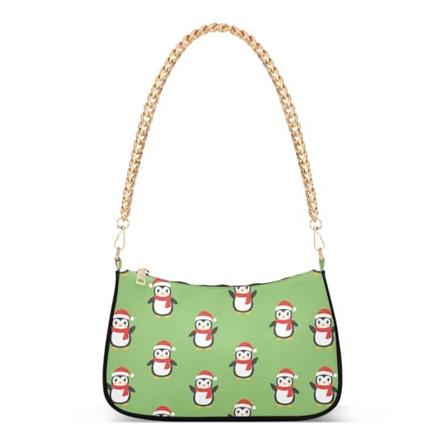 Sac à bandoulière pingouin tendance femme sacoche chaîne rouge et vert