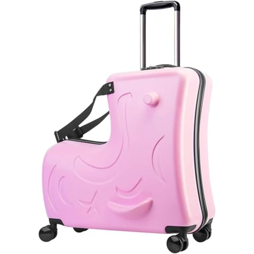 Oanawy おしゃれで可愛いポニーキャラクターの子供用キャスター付きスーツケース多機能キッズトラベルバッグ 座れる・乗れる (24インチです,C)