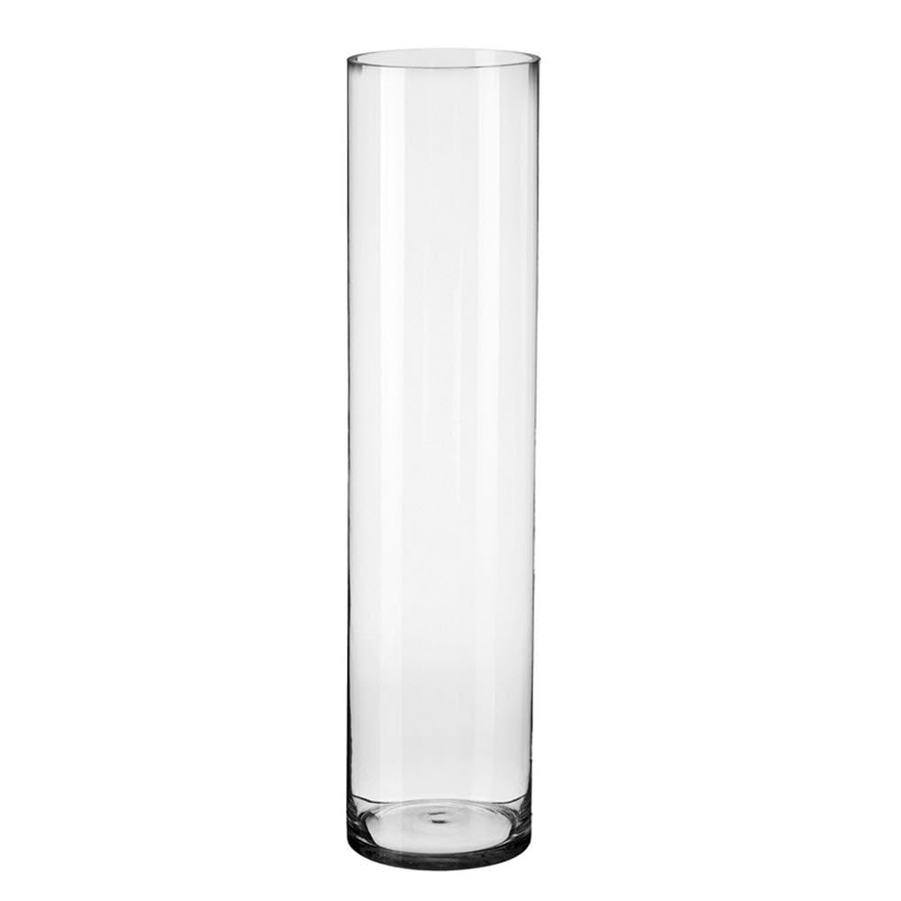 LOLAhome Jarrón Cilíndrico de Cristal Transparente Decorativo para Flores, Diseño Redondo, Ø 15x90 cm, Resistente y Elegante, para Decoración de Interiores, arreglos Florales, Centros de Mesa.