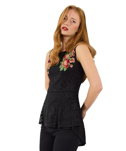 Image of Joe Browns Women's Embroidered Lace Sleeveless Top Fashion Vest, Black, 12