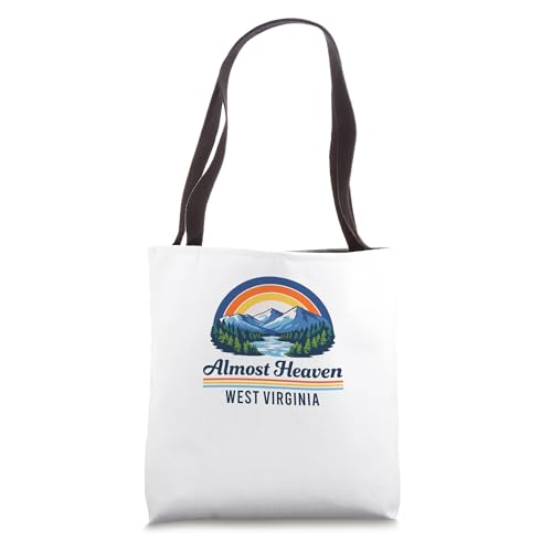 Almost Heaven West Virginia Scenic Mountain Retro Tote Bag
