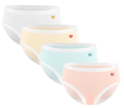SEAUR Teen Girls Seamless Briefs Mid Waist Soft Knickers Color Blocked Underwear 4 Pack 9-16 Years
