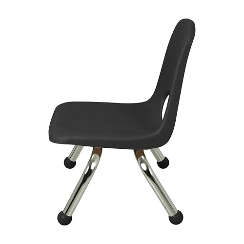 FDP 8" School Stack Chair,Stacking Student Seat with Chromed Steel Legs and Ball Glides for Daycare, Preschool and Homeschool - Black (2-Pack), 15407-BK by Factory Direct Partners - Image 8