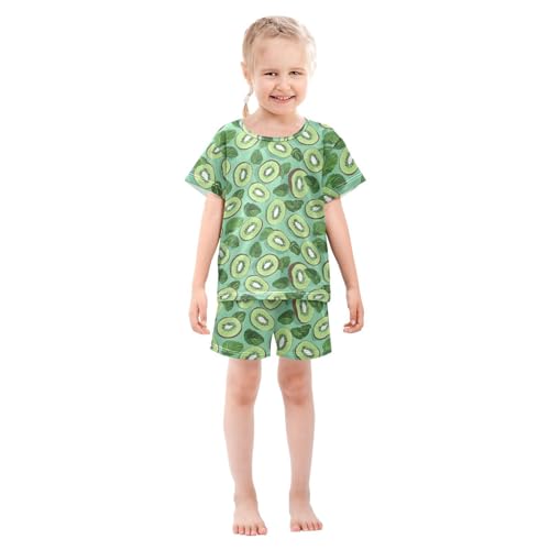 ALAZA Leaves Kiwi Fruit Pajamas Short Sleeve 2 Piece Sleepwear Top and Bottom Pajama Set Unisex3