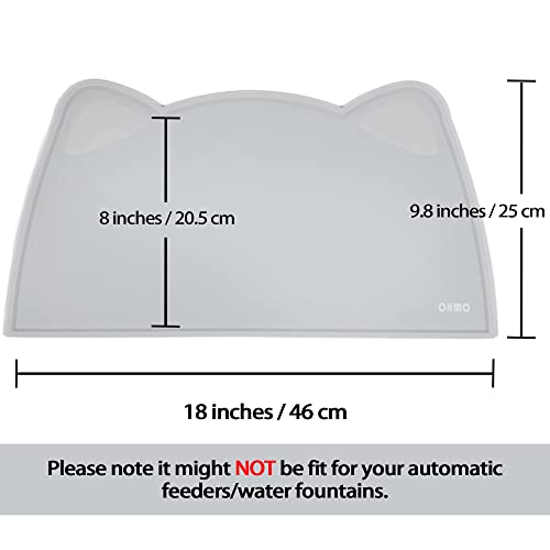 OHMO Napfunterlage für Kleine Hunde und Katze, 46x25cm, Unterlage für Katzennapf, rutschfeste Futterunterlage aus Silikon, wasserdicht, Asche - Image 3