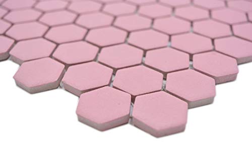 Mosaico de cerámica hexagonal, color rosa viejo R10B MOS11H-111-R10_f