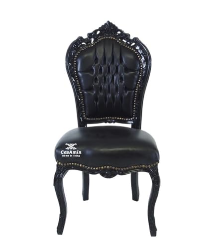 Chaise Accent Louis style baroque en cuir noir pour la décoration de la maison