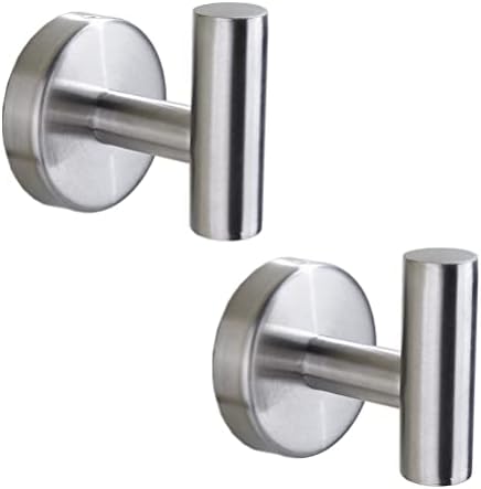 Hallyware 2 Pack Round Base SUS304 Stainless Steel Bathroom Heavy Duty Towel Hook Hanger Coat Hook Robe Hook for Wall Mounted,Brushed