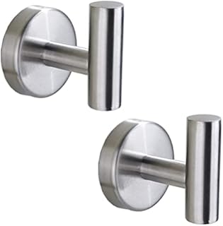 Hallyware 2 Pack Round Base SUS304 Stainless Steel Bathroom Heavy Duty Towel Hook Hanger Coat Hook Robe Hook for Wall Mounted,Brushed