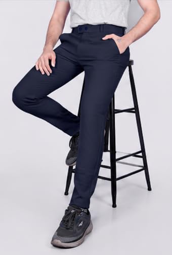 Image of HARSHAD KUMAR & CO. Men's Solid Slim Fit Stretchable Casual Wear Comfortable Formal Trousers Pants