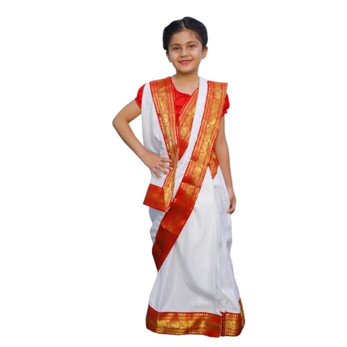 Image of ITSMYCOSTUME Bengali Saree Dress For Girls Kids Folk Dance Costume Kids Costume Wear