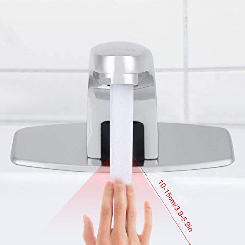 Image of Automatic Sensor Tap Touch Less Brass Water Sensor Tap | Automatic Sensor Faucet | Silver | Chrome Finish | for Washbasin & Bathroom