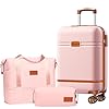 Krute Luggage Set 3 Piece Suitcase Set Carry On Luggage, PC ABS 20 Inch Hard hell Lightweight Luggage with Spinner Wheels TSA Lock Luggage for Women and Kids (Pink)