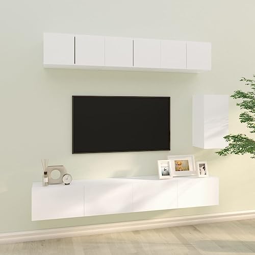 INLIFE Ensemble de Meubles TV 6 pcs Blanc Bois d'ingénierie-3114614