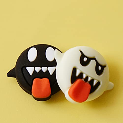 Perfectsight Switch Thumb Grips, Cut Joystick Caps For Nintendo Switch, 4 Pcs Thumbstick Cover For Switch Lite, Switch Oled, Analog Stick Button Cover For Ns Joycon Controller (Black White Ghosts) #TOP1