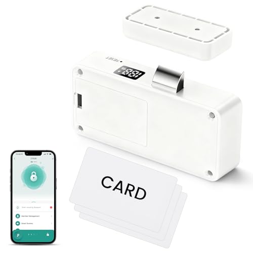Lokko Smart Hidden Cabinet Lock, Tuya Bluetooth RFID Keyless Drawer Lock, No Drill Adhesive Security Lock for Liquor Cabinet, Dresser, Nightstand, Jewelry, File Cabinet, Home Rental & Office Use