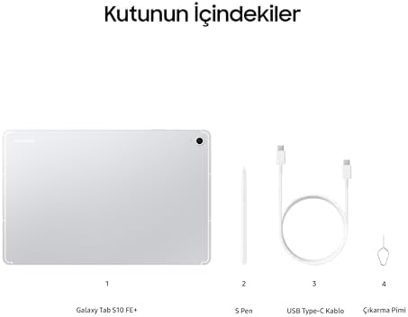 Samsung Galaxy Tab S10 FE+, Wi-Fi Android Tablet, 8GB RAM, 128GB Depolama, 13.1 İnç, 90Hz Ekran, S Pen Dahil, IP68, 10090mAh Batarya, Gümüş (Samsung Türkiye Garantili) - Görsel 7