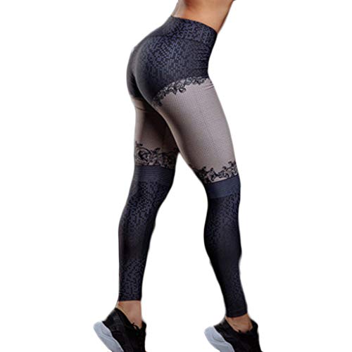 Caerling Women's Digital Print Mesh Stitching Fitness Pants Yoga Pants Mesh Patchwork Fitness Yoga Pants Running Gym Workout Leggings Black