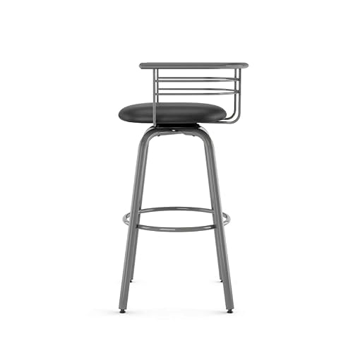 Amisco Turbo Swivel Metal Counter Stool In Glossy Grey Metal And Mat Charcoal Black Polyurethane #TOP5