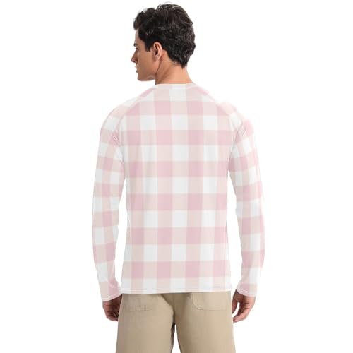 Tartan Check Men's Rash Guard Shirts Slim fit Comfort Men's Sun Shirt Long Sleeve Hiking2