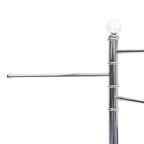 Relaxdays Handtuchständer mit 3 beweglichen Handtuchstangen für Badetücher und andere Textilien Handtuchhalter in Edelstahl-Optik mit schwenkbaren Stangen auch als kleiner Kleiderständer, silber