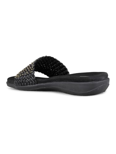 Image of Inc.5 womens Womens Black Casual Embellished Open Toe Flats Flat Sandal