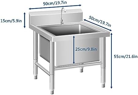 Freestanding Utility Sink,Slop Sinks,Commercial Floor Mop Sink,Stainless Steel Mop Service Basin with Deep Basin,Utility Tub Mop Bucket Laundry Room Slop Si(50 * 50cm