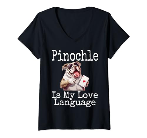 Femme Pinochle Is My Love Language Jeu de cartes amusant T-Shirt avec Col en V
