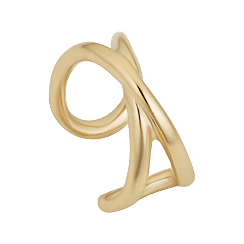 14K Yellow Gold Criss Cross Ear Cuff (One Piece) | Made In Italy #TOP1