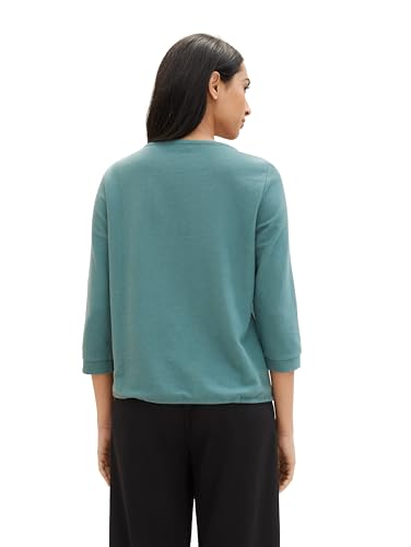 TOM TAILOR Damen Basic Langarmshirt mit dekorativen Knöpfen, 10697 - Sea Pine Green, XS – Ansicht 3