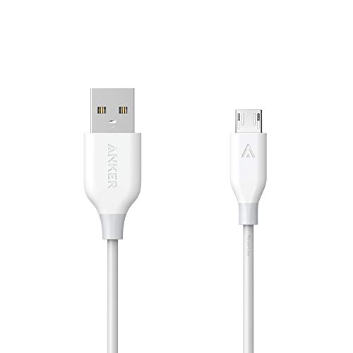 Anker Powerline Micro USB - Charging Cable, with Aramid Fiber and 5000+ Bend Lifespan for Samsung, Nexus, LG, Motorola, Android Smartphones and More (White, 6ft)