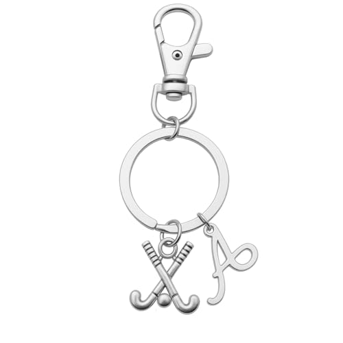 Personalized Field Hockey Zipper Pull with Initial Charm Keychain, Field Hockey Jewelry for Women and Girls, Gift for Female Field Hockey Player or Team