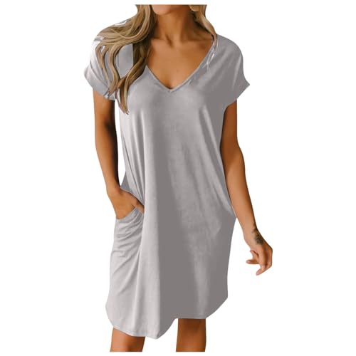 Robe d'été à manches courtes et col V pour femme active et plage