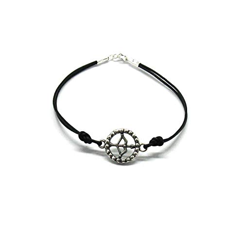 Bracelet Sagittaire en argent 925 et cuir de qualité supérieure