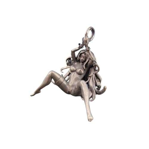 Brass Sitting Posture Sexy Legs Naked Women Miniature Statue,Black Metal Beauty Sculpture Figurines Body Art Key Chain Pendant Decoration