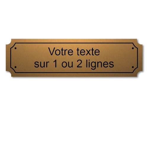 Mygoodprice Placa Grabada Personalizada 1 o 2 Líneas 14,5 x 4 cm Autoadhesiva Oro Cepillado