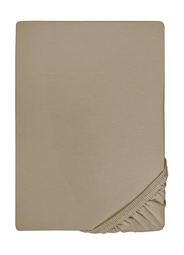 biberna 0077144 Spannbetttuch Feinjersey (Matratzenhöhe max. 22 cm), gekämmte Baumwolle, superweich 1x 180x200 cm > 200x200 cm taupe