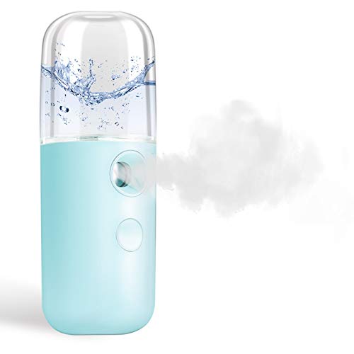 GIVERARE Nano Facial Steamer, Handy Mini Mister, USB Rechargeable Mist Sprayer, 30ml Visual Water Tank Moisturizing&Hydrating for Face, Daily Makeup, Skin Care, Eyelash Extensions-Blue