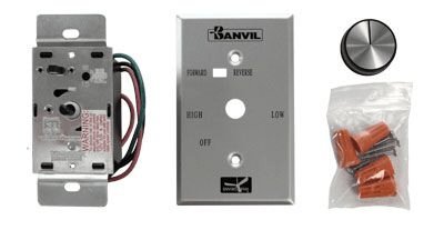 Canarm Variable Speed Forward & Reverse Switch 120V 5 Amps (up to 4 ceiling Fans) Silver Manual Touch Rotary Switch