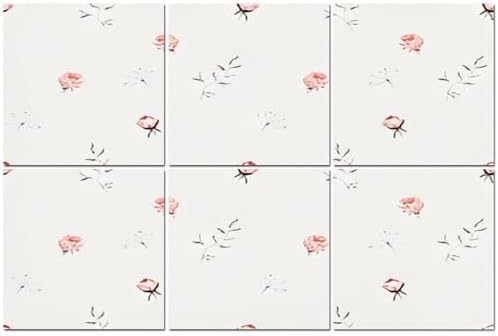 6 Pack Art Acoustic Panels Watercolor floral seamless pattern beige green leaves pink peach blush Soundproof Wall Panels, 48″x72″ Decorative Sound Absorbing Panels, Acoustic Treatment for Home, Office