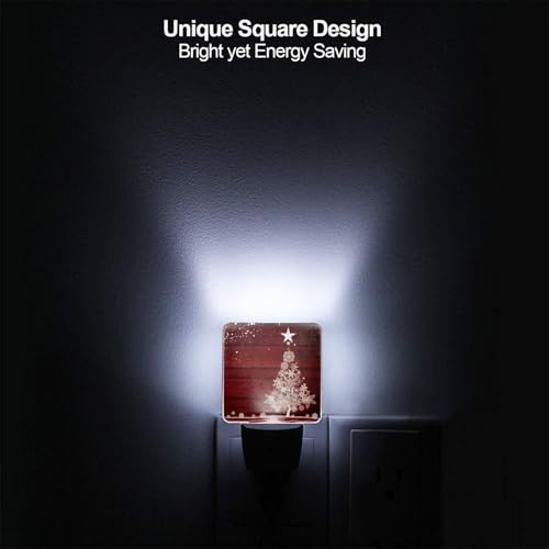 Image of Christmas Tree Night Light Set of 2 Auto Sensor LED Dusk-to-Dawn Nightlights Plug-in Sensor Lamp for Bedroom Bathroom Kitchen Hallway Stairs Decorative