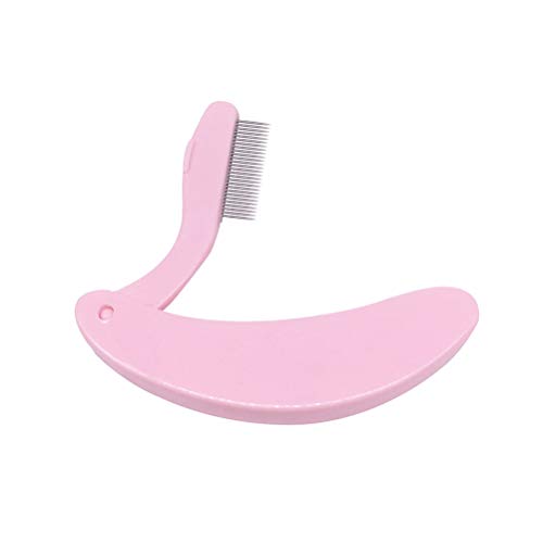 Lurrose 4 PCS Pente de sobrancelha curva alça de plástico Agulha de aço Pente de sobrancelhas Pente