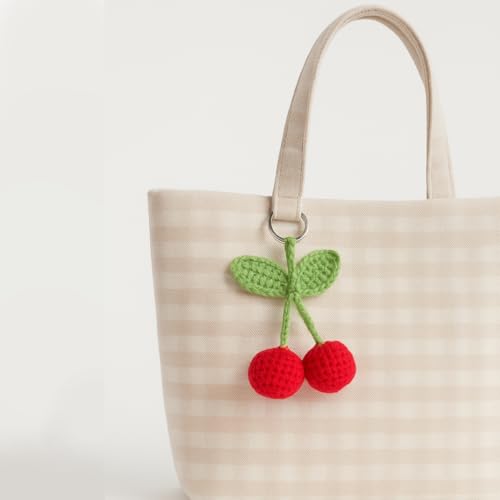 Image of Itsy Bitsy DIY Crochet Cherry Charms Kit Makes 4 | Beginner Friendly Crochet Craft Kit | Make Cute Cherry Keychain Bag Charms Zipper Pulls | Complete DIY Hobby Gift Box