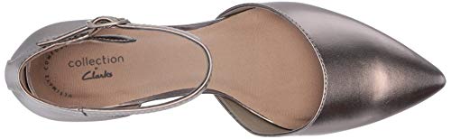 Clarks Womens Linvale Edyth Pump, Pewter Metallic Synthetic, 1 Wide Us #TOP4