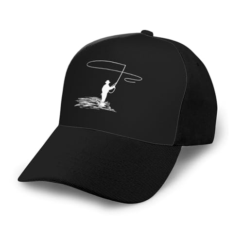 Fly Fishing Clipart Bonnets Curved Brim Mesh Baseball Cap Casual Sun Hat Unisex
