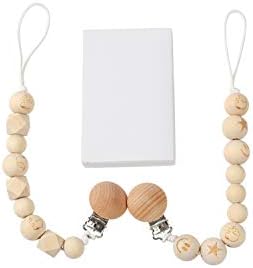 Pacifier Clip Set 2 Pack Elephant Smiling Face Wooden Beads for Baby Boy Girl , Stuffed Animals, Soothie/MAM, Infant Blankets and Drool Bibs.